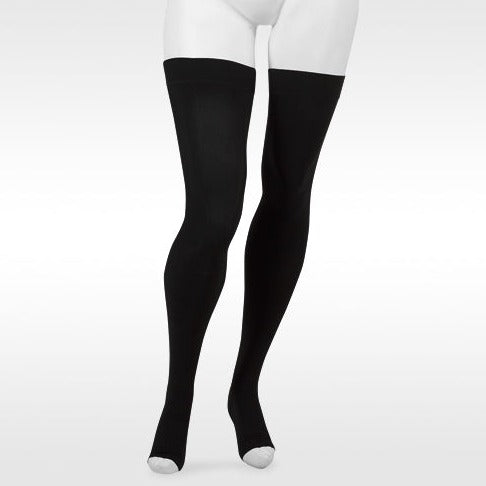 Juzo Move 3612 Open Toe Thigh Highs w/Silicone Band - 30-40 mmHg Black