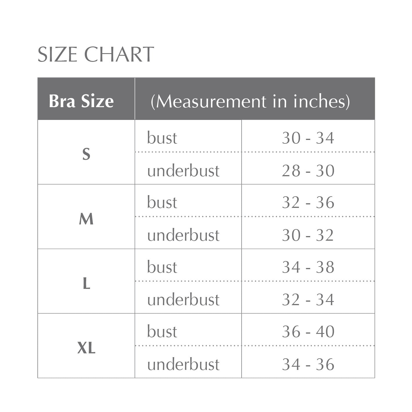 ABC 521 Mastectomy Bra Active Sport Size Chart