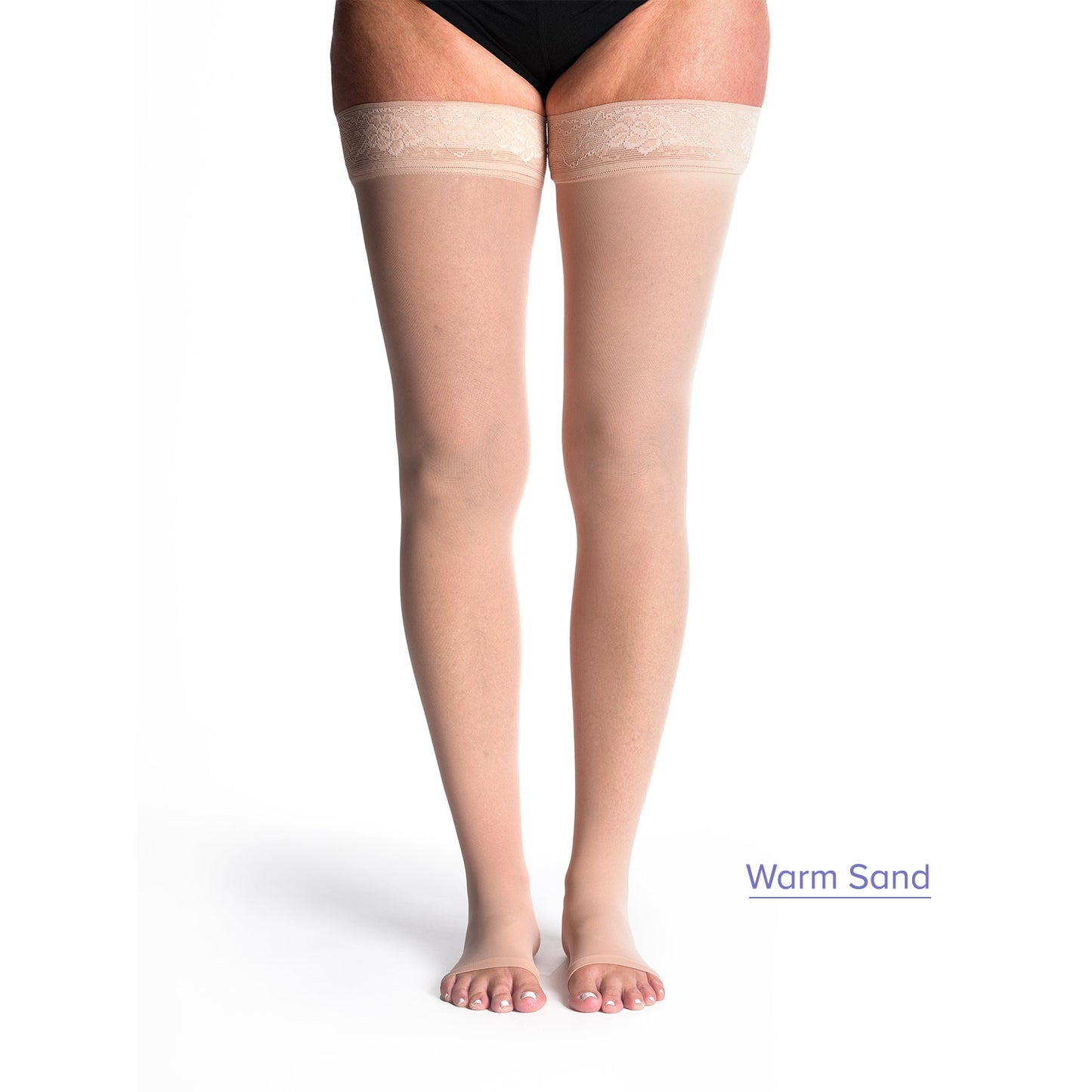 Sigvaris Style 782 Women's Sheer Open Toe Thigh Highs w/Grip Top 20-30 mmHg Warm Sand