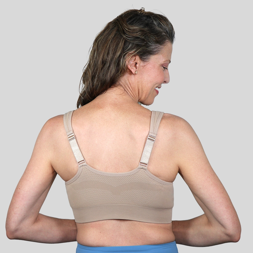 Woman wearing ABC 521 Sand showing back straps.