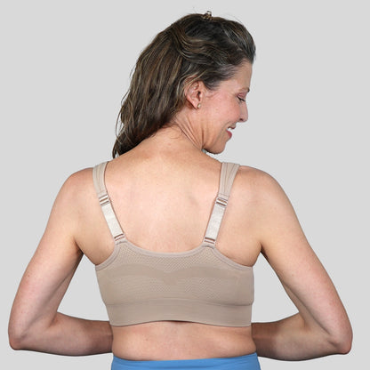 Woman wearing ABC 521 Sand showing back straps.