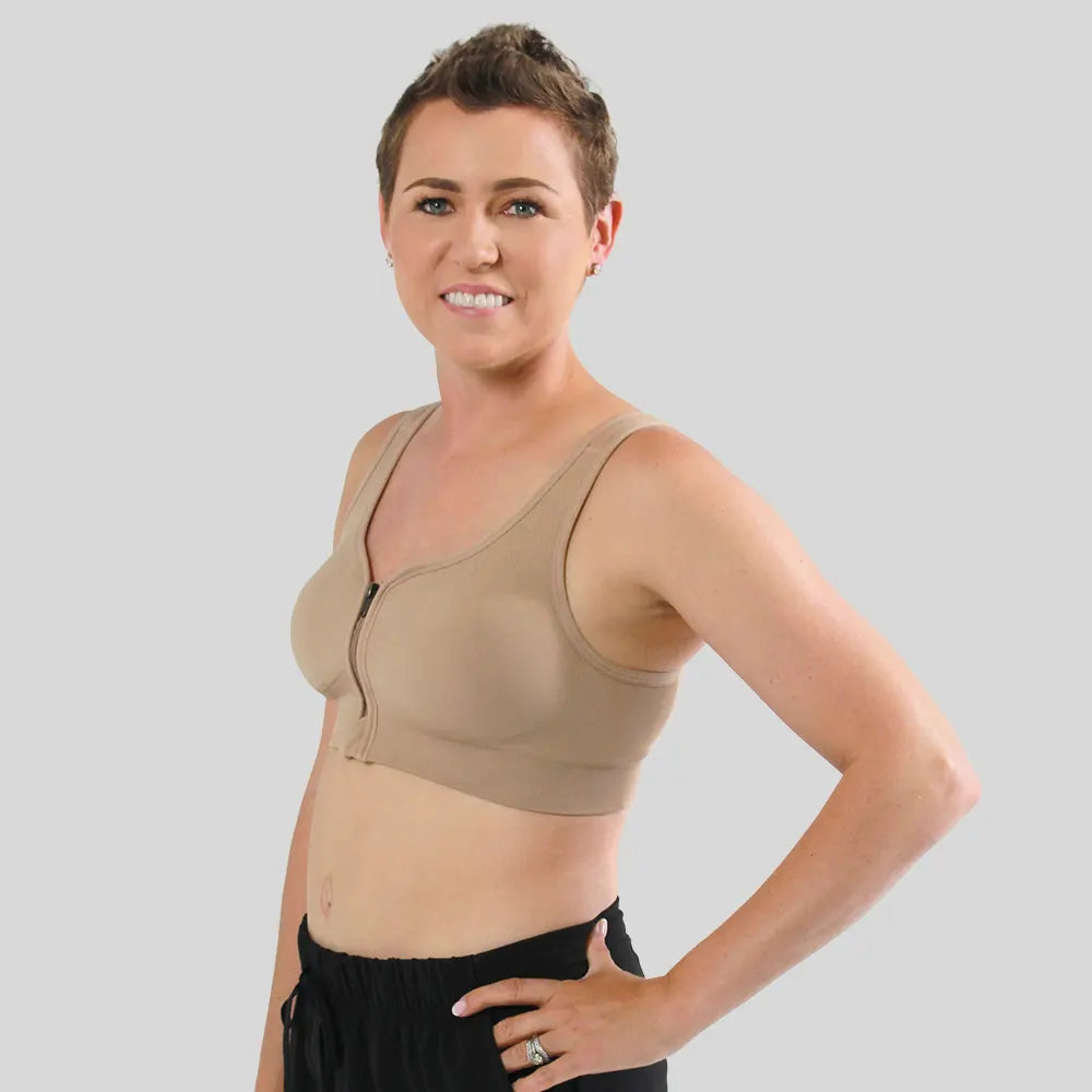 Woman wearing ABC 521 Sand compression bra