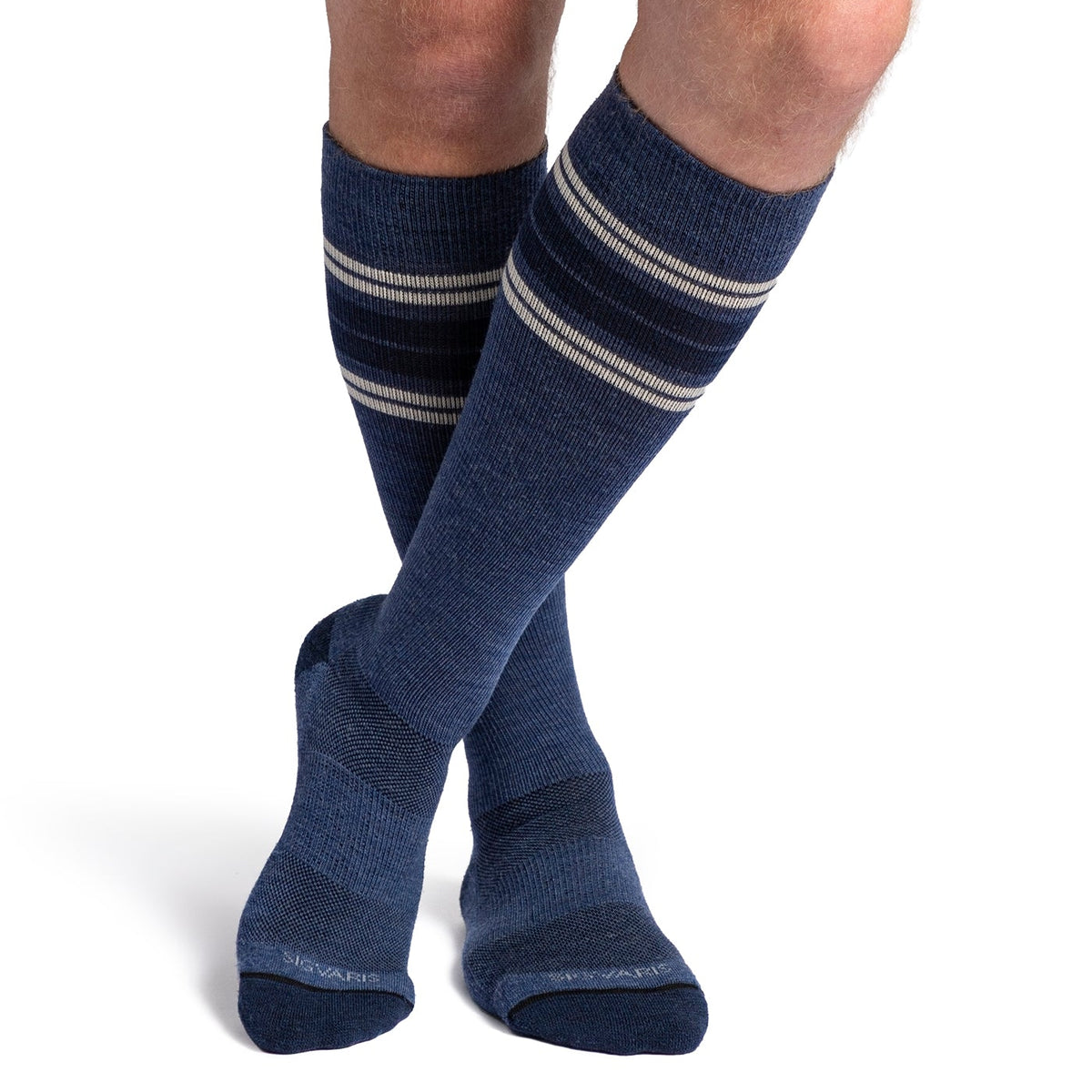 Sigvaris Motion Thermoregulating Wool Knee High 20-30mmHg Denium with stripe