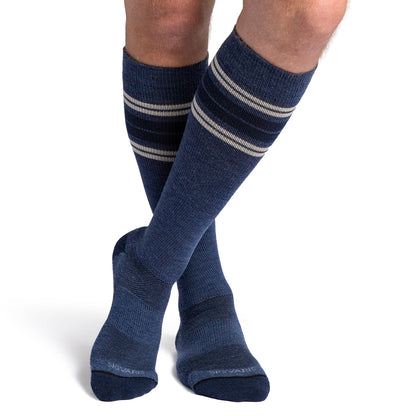 Sigvaris Motion Thermoregulating Wool Knee High 20-30mmHg Denium with stripe