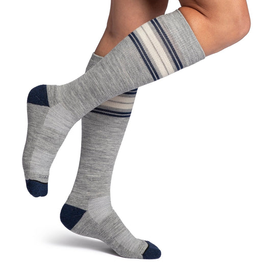Sigvaris Motion Thermoregulating Wool Knee High 20-30mmHg - Sigvaris Motion Thermoregulating Wool Knee High 20-30mmHg Heather grey with stripes