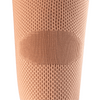  Actimove Everyday Supports Knee Support Closed Patella in Beige fabric detail shot showing its soft yarns, as well as a smooth Motion-Comfort-Zone that gently cares for your sensitive area behind your knee for comfortability.