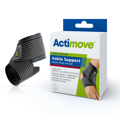Actimove Ankle Support Wrap - Elastic Brace For Sports & Recovery, Large Black