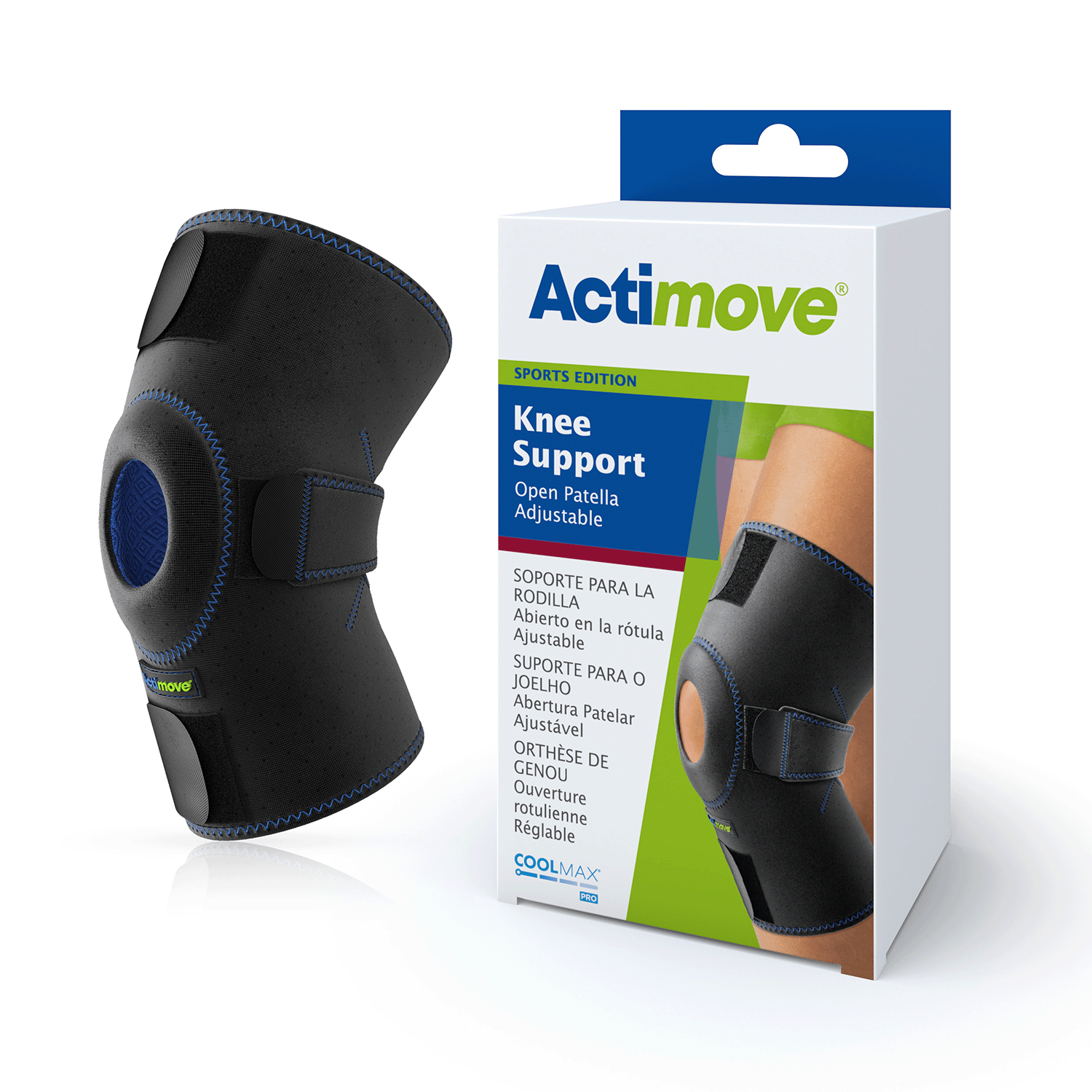 Actimove Sport Knee Support Open Patella Adjustable Universal Ames Walker