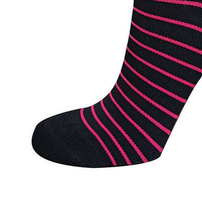 AW 650 Stripe Knee High Socks Pink Toe