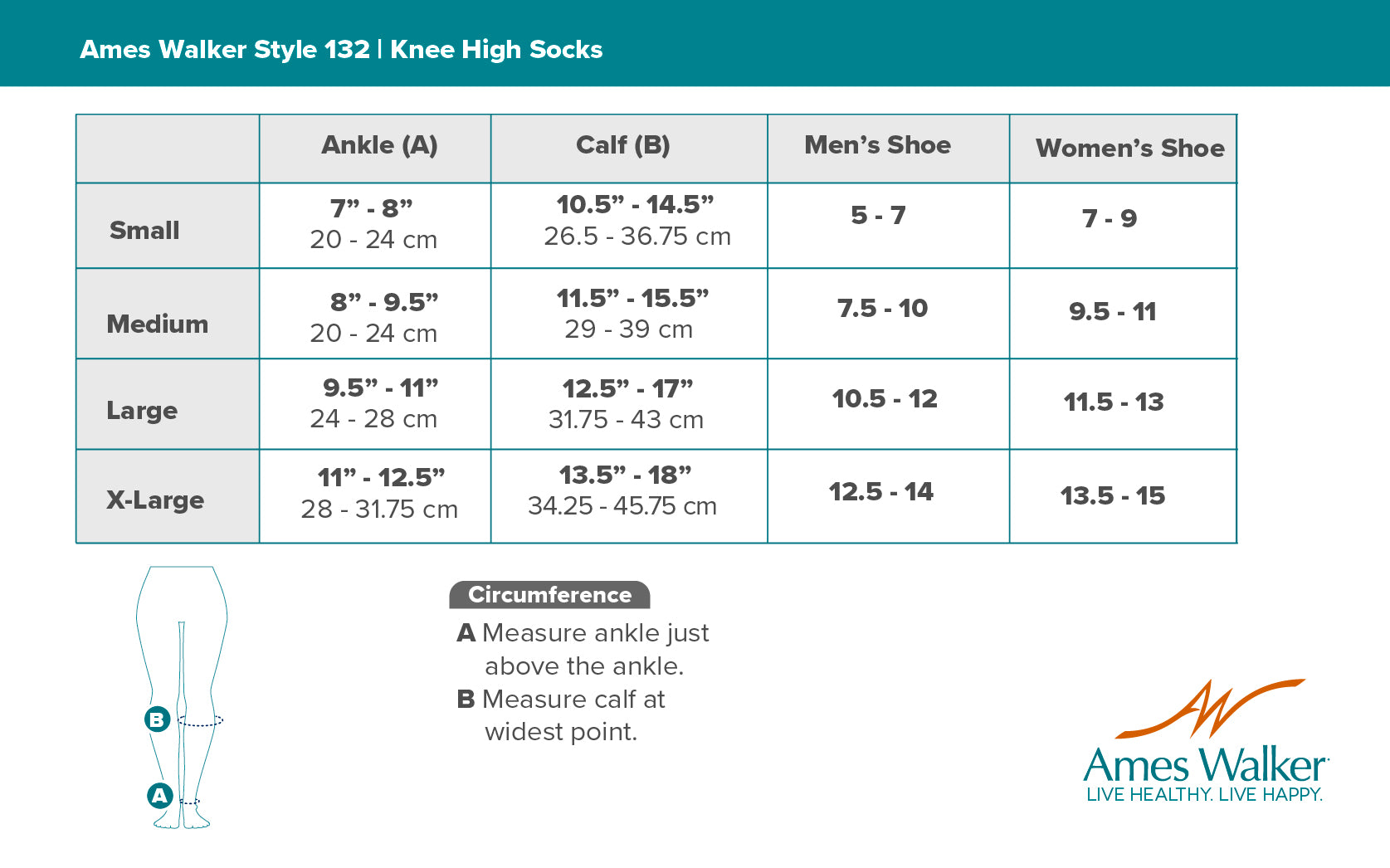 AW Style 132 Cotton Knee High Socks 15-20 mmHg | Ames Walker