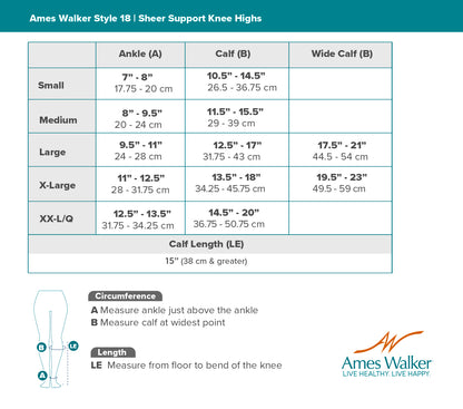 AW 18 Sheer Support Knee Highs 20-30 mmHg