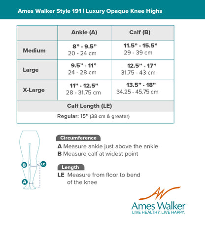 AW 191 Luxury Opaque Knee High Stockings 15-20-mmHg (Sale)
