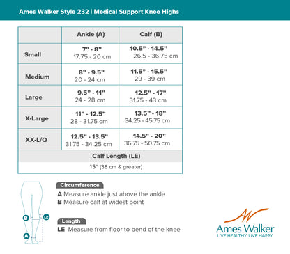 AW 232 Medical Support Knee High w/Zipper 20-30 mmHg