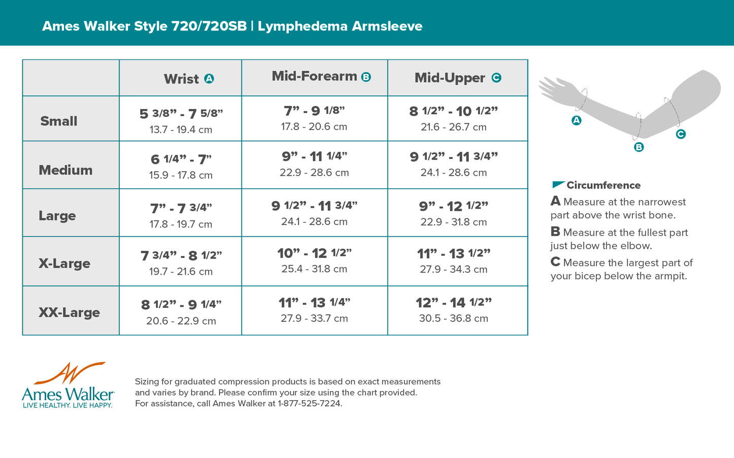 AW Style 720 Lymphedema Armsleeve w/Soft Top - 20-30 mmHg