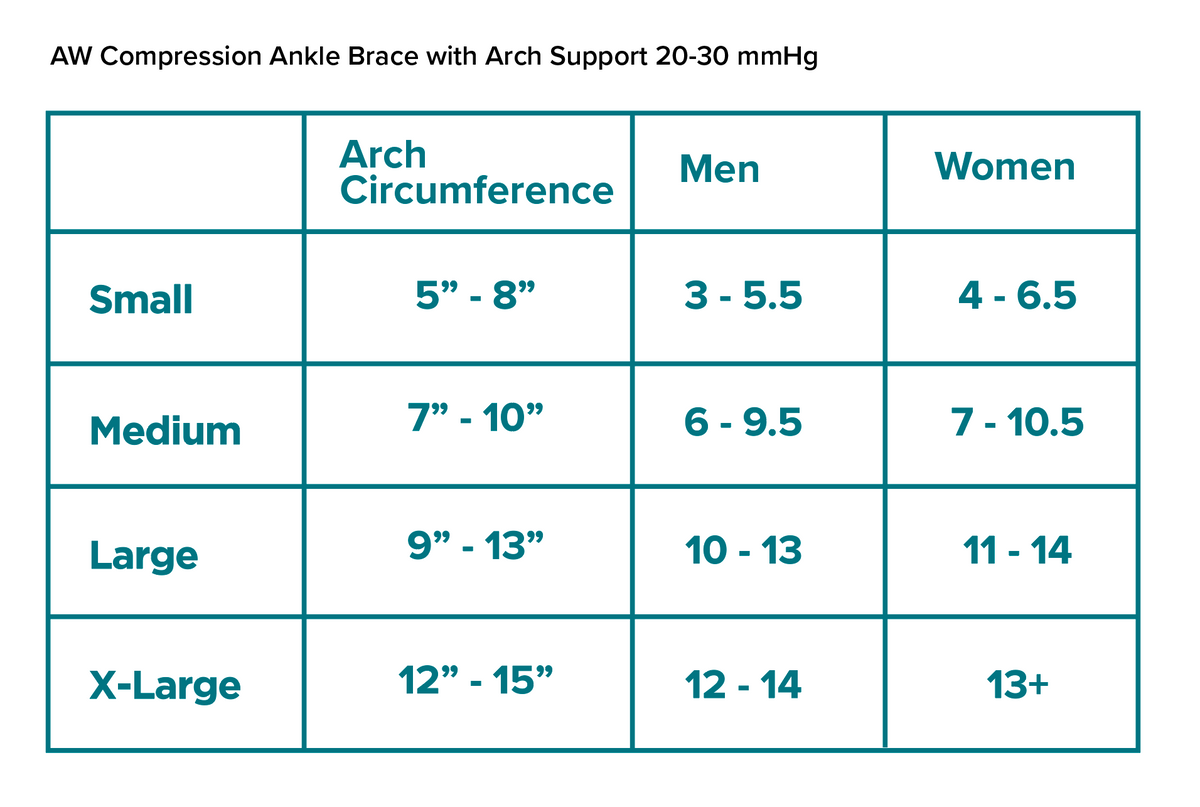 AW Compression Ankle Brace with Arch Support 20-30 mmHg