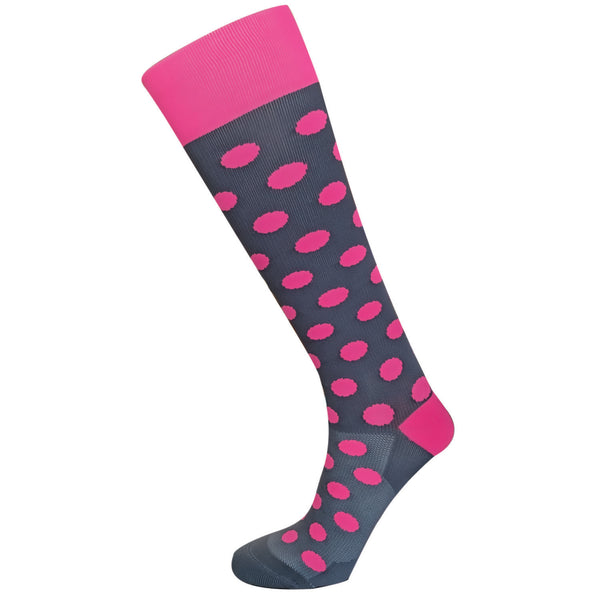 AW Style 676 Pattern Knee High Socks - 20-30 mmHg Pink Polka Dot