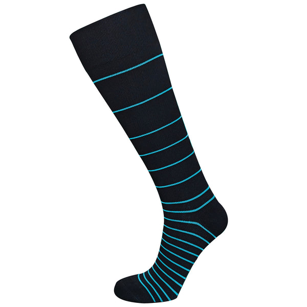 AW Style 675 Stripe Knee High Socks - 20-30 mmHg Blue