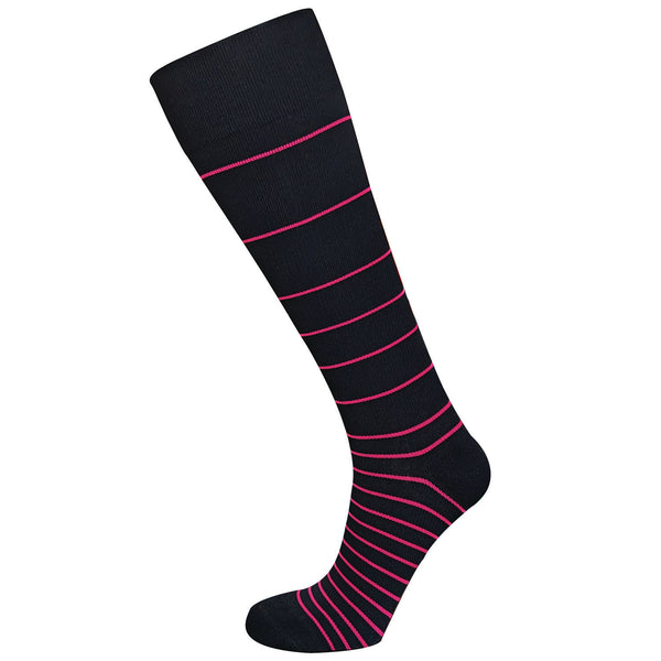AW Style 650 Stripe Knee High Socks - 15-20 mmHg Pink