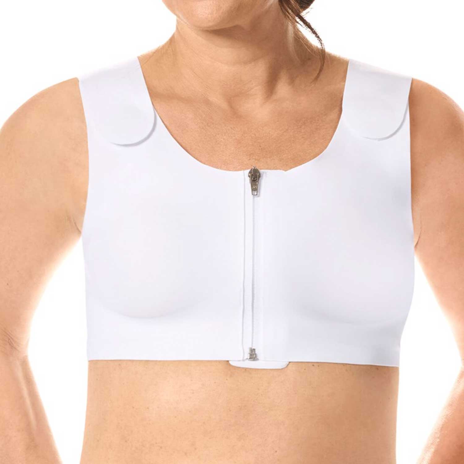 Amoena Lymph Flow Wire Free Front Closure Bra White Front
