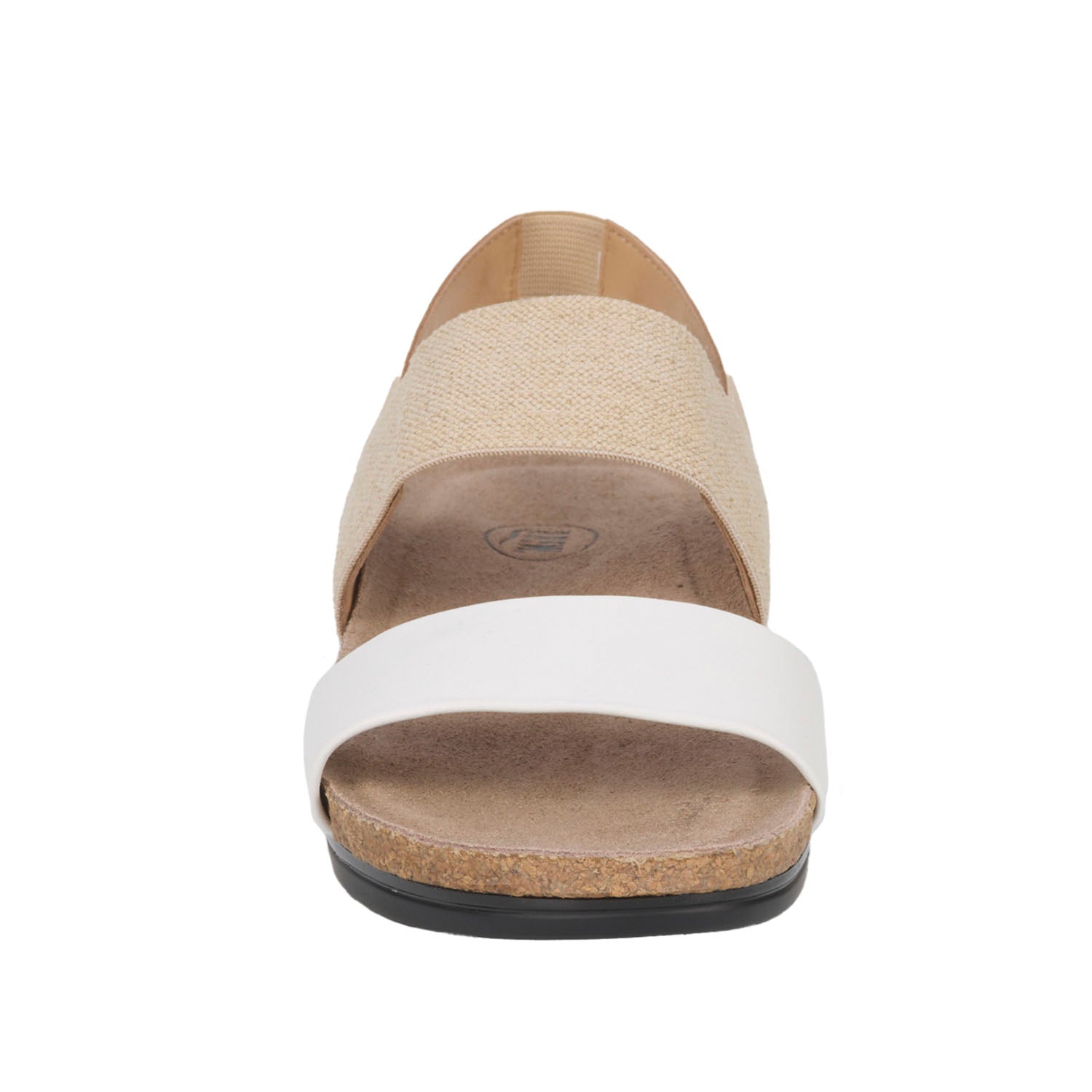 Beige and white sandal on a white background