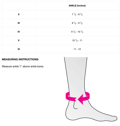 DocOrtho Achilles Support Size Chart