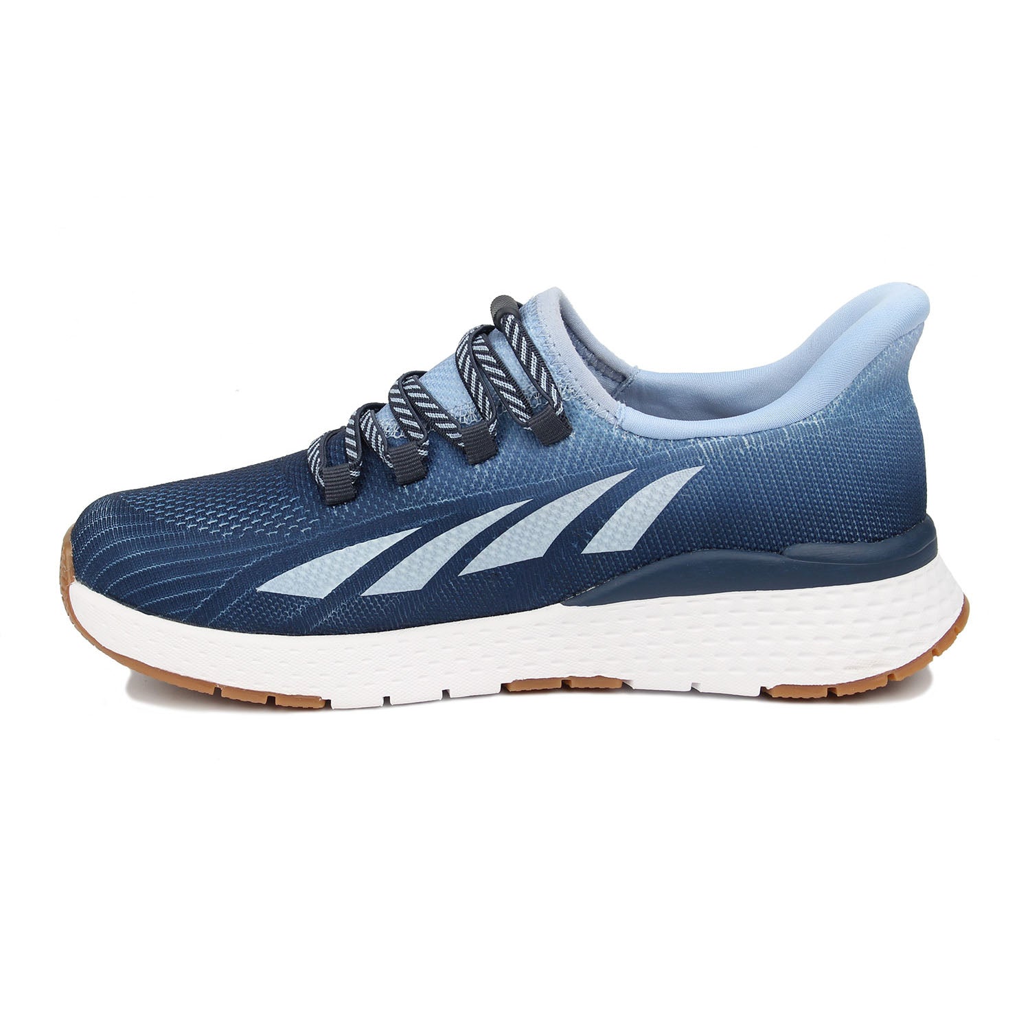 Drew Halo II Blue Ombre Blue running shoe with white sole on a white background