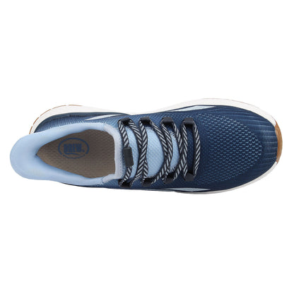 Drew Halo II Blue Ombre Blue athletic shoe with white and tan sole on a white background