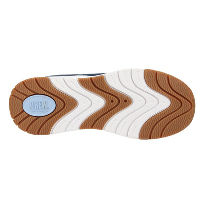 Drew Halo II Blue Ombre Close-up of a shoe sole with a Drew brand logo on a white background