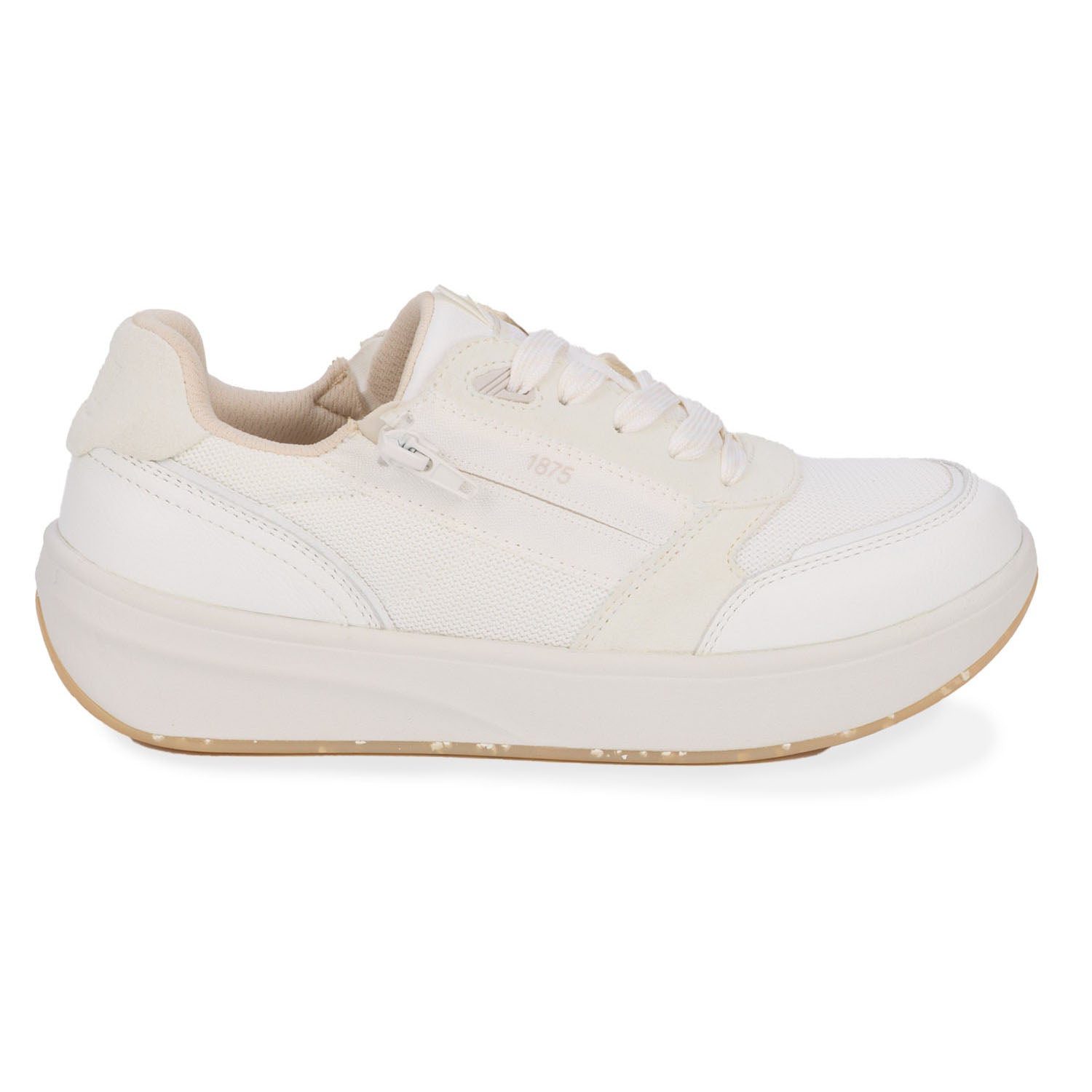 Drew Happy White Combo White sneaker with zipper and laces