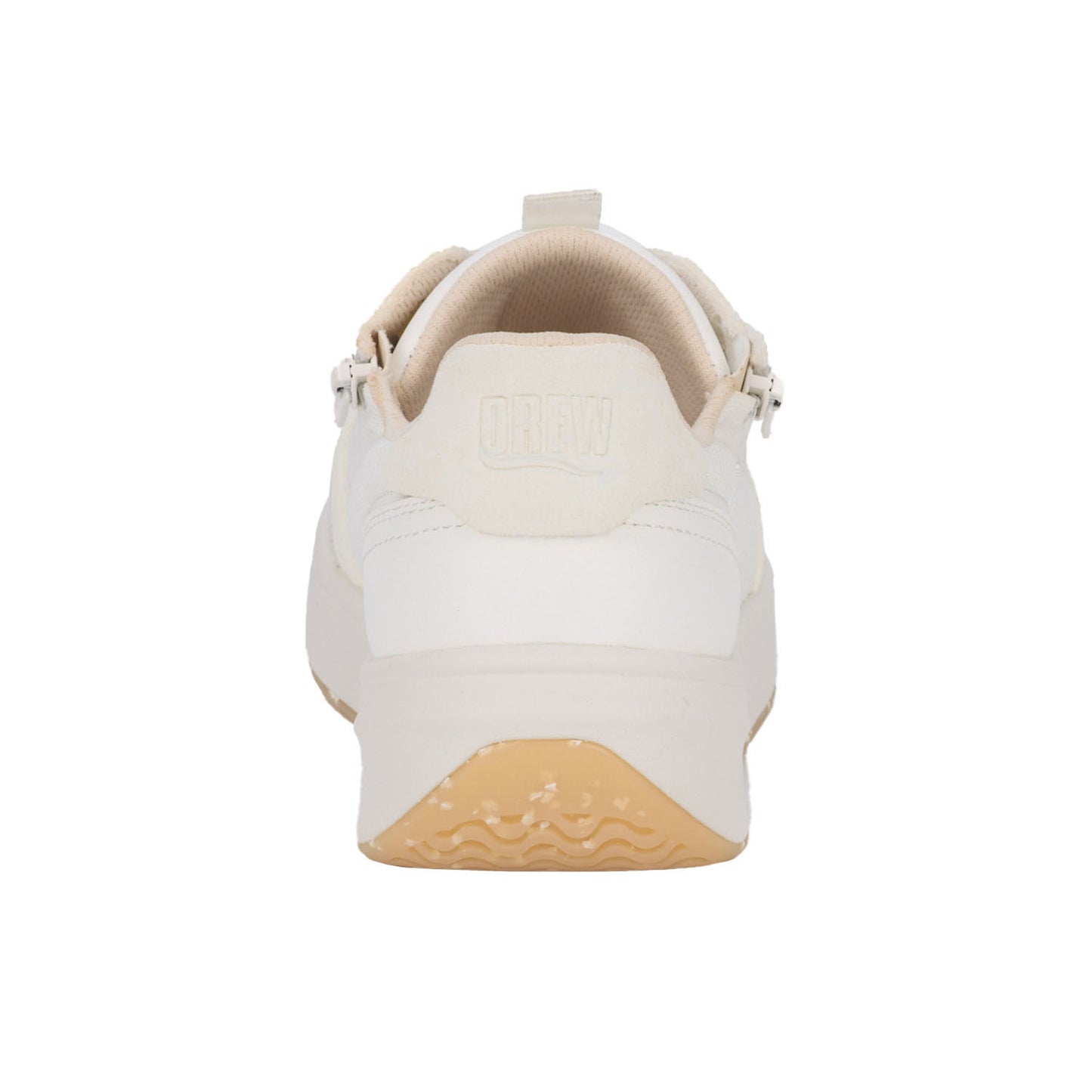 Drew Happy White Combo White sneaker with zipper and laces Back heel logo