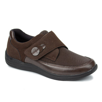 Drew Women's Lily Casual Shoes Brown hook and loop strap