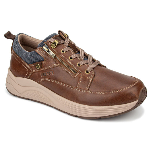 Drew Men's Mogul Casual Shoes - Drew Men's Mogul Casual Shoes Brown leather shoe with zipper and laces