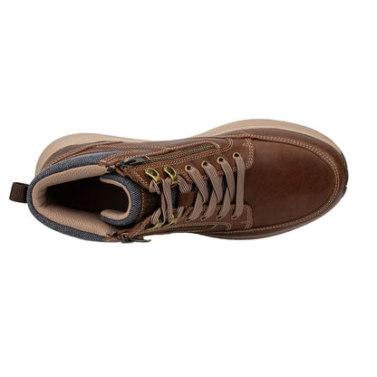 Drew Men's Major Boots Brown Leather boot with zipper and laces