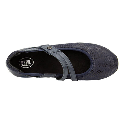 Navy blue shoe with a strap on a white background