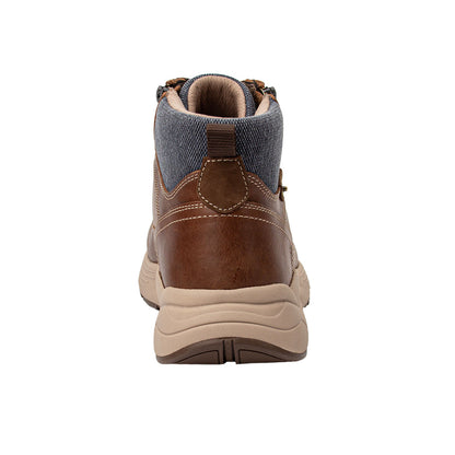 Drew Men's Major Boots Brown Leather boot with zipper and laces