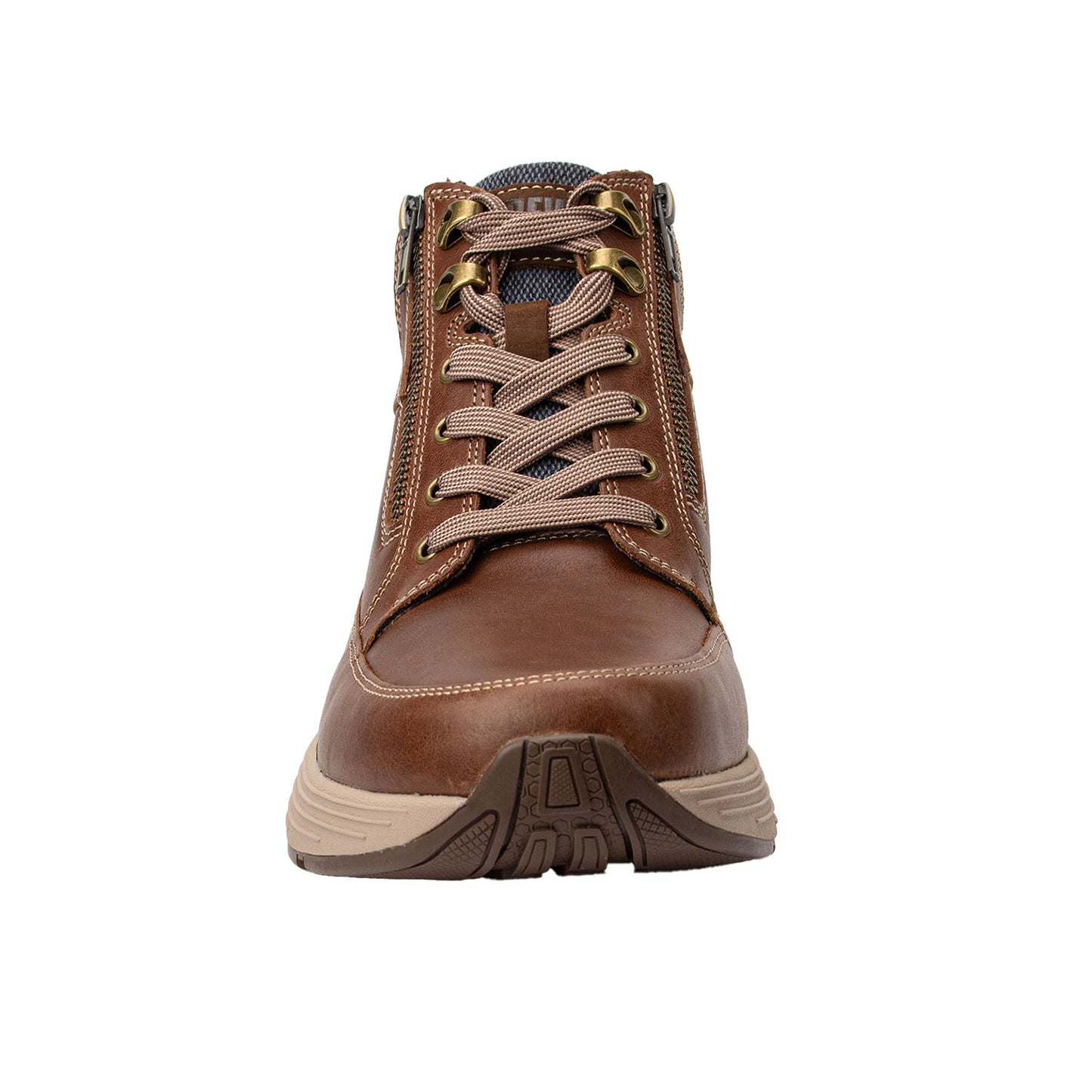 Drew Men's Major Boots Brown Leather boot with zipper and laces