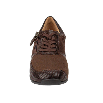 Brown shoe with a zipper on a white background