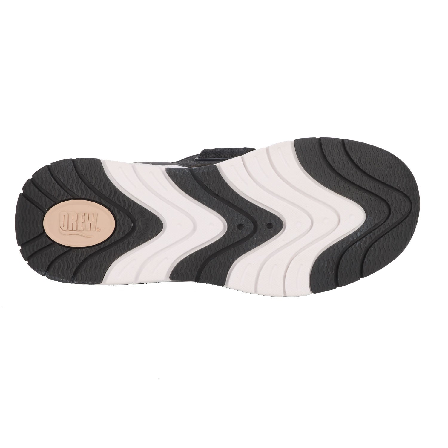 Close-up of a shoe sole with a brand logo on a white background