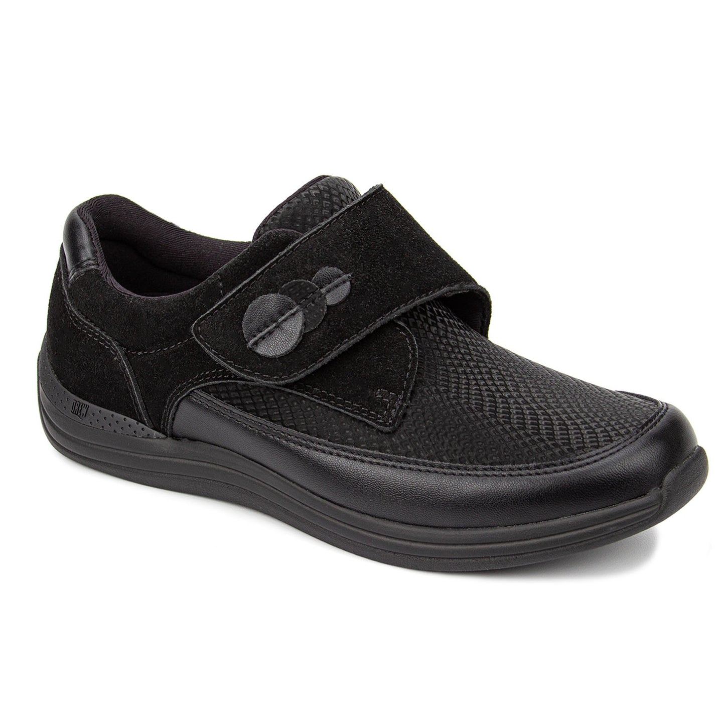 Drew Women's Lily Casual Shoes Black Hook and loop strap