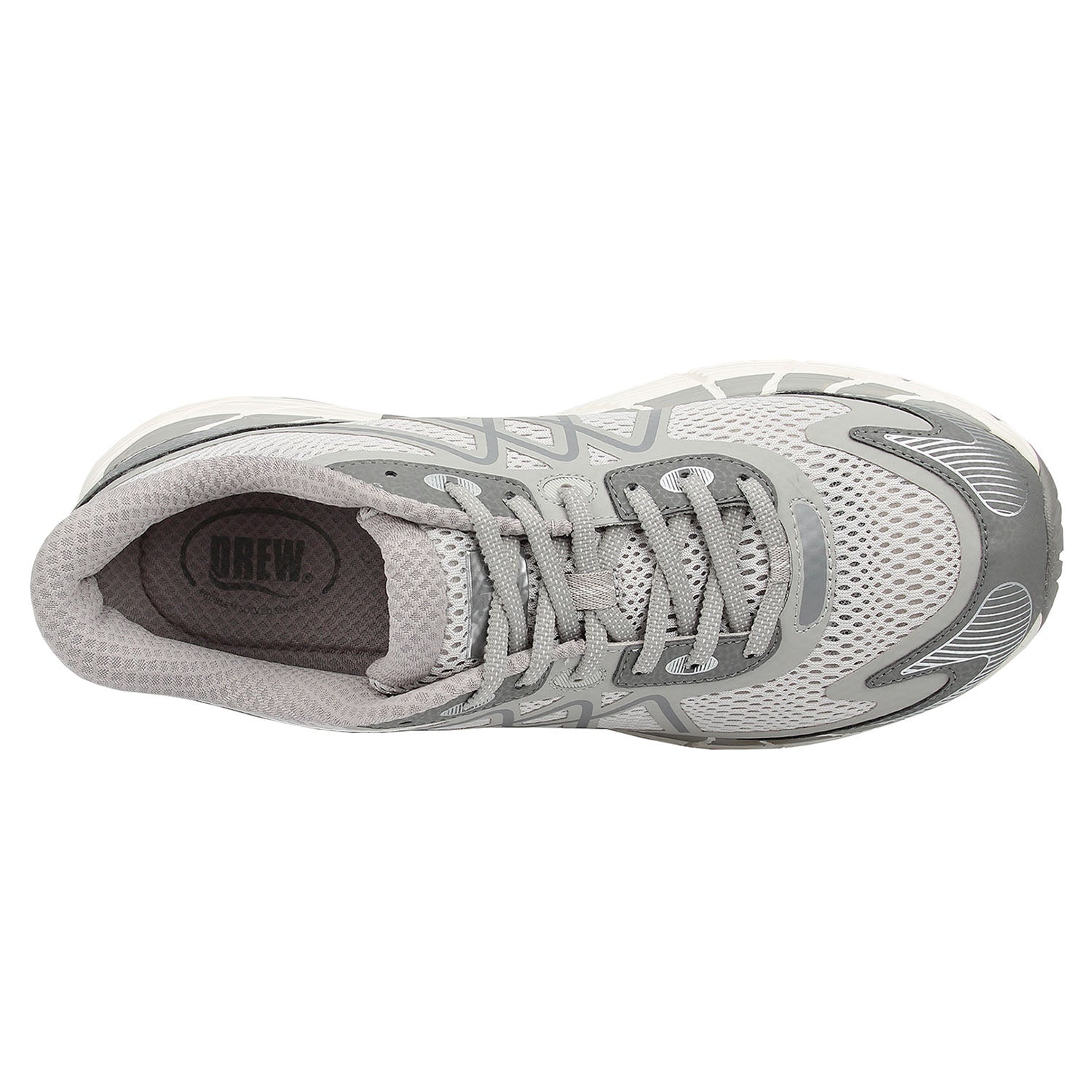 Gray athletic shoe with brand logo on a white background