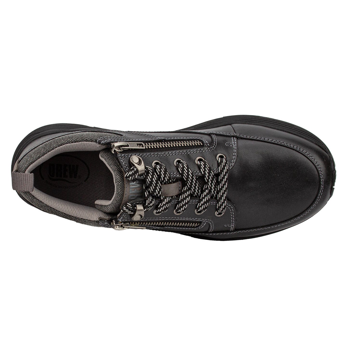 Drew Men's Mogul Casual Shoes Black Top view laces and zippers
