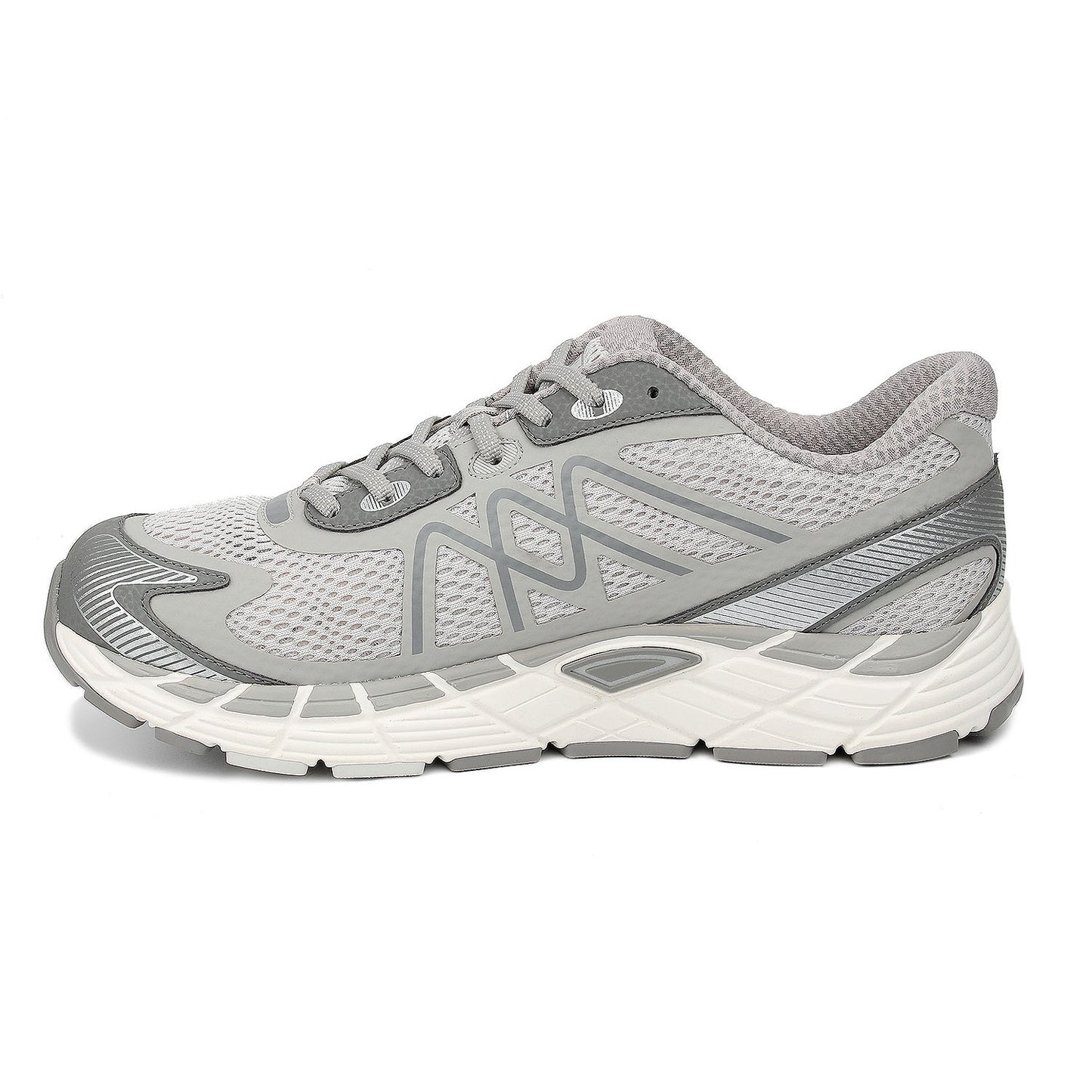 Gray running shoe on a white background
