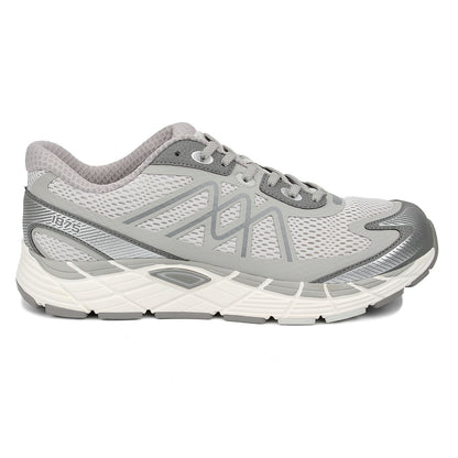 Gray running shoe on a white background