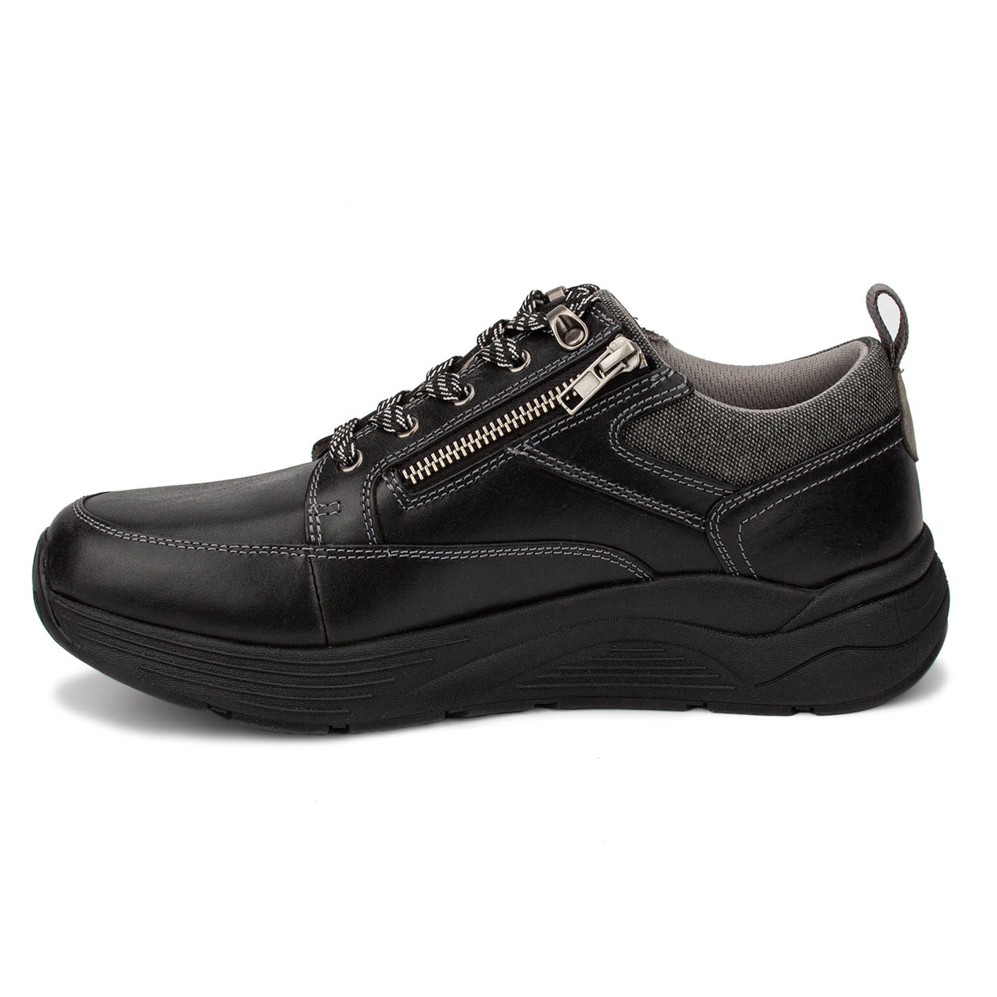 Drew Men's Mogul Casual Shoes Black side view zippers