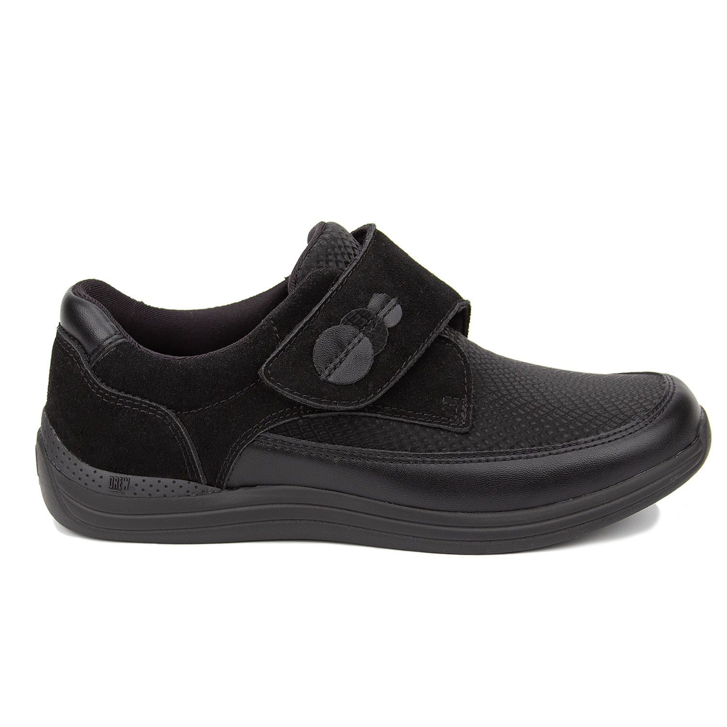Drew Women's Lily Casual Shoes Black Hook and loop strap