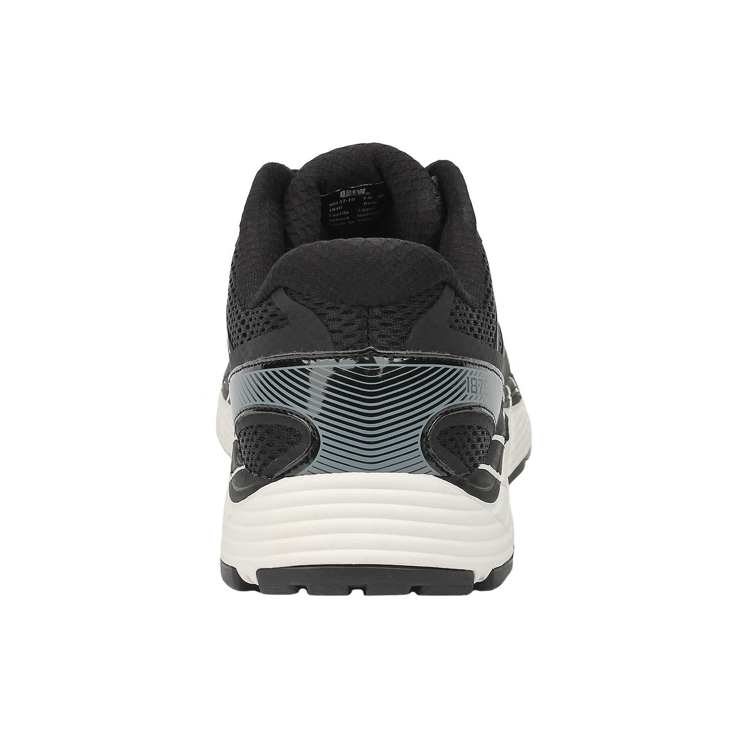 Black running shoe with grey accents and white sole