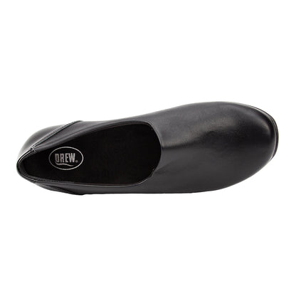 Black shoe with 'Drew' logo on a white background