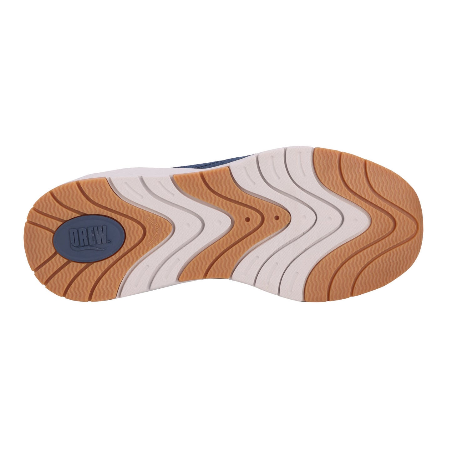 Close-up of a shoe sole with a brand logo on a white background