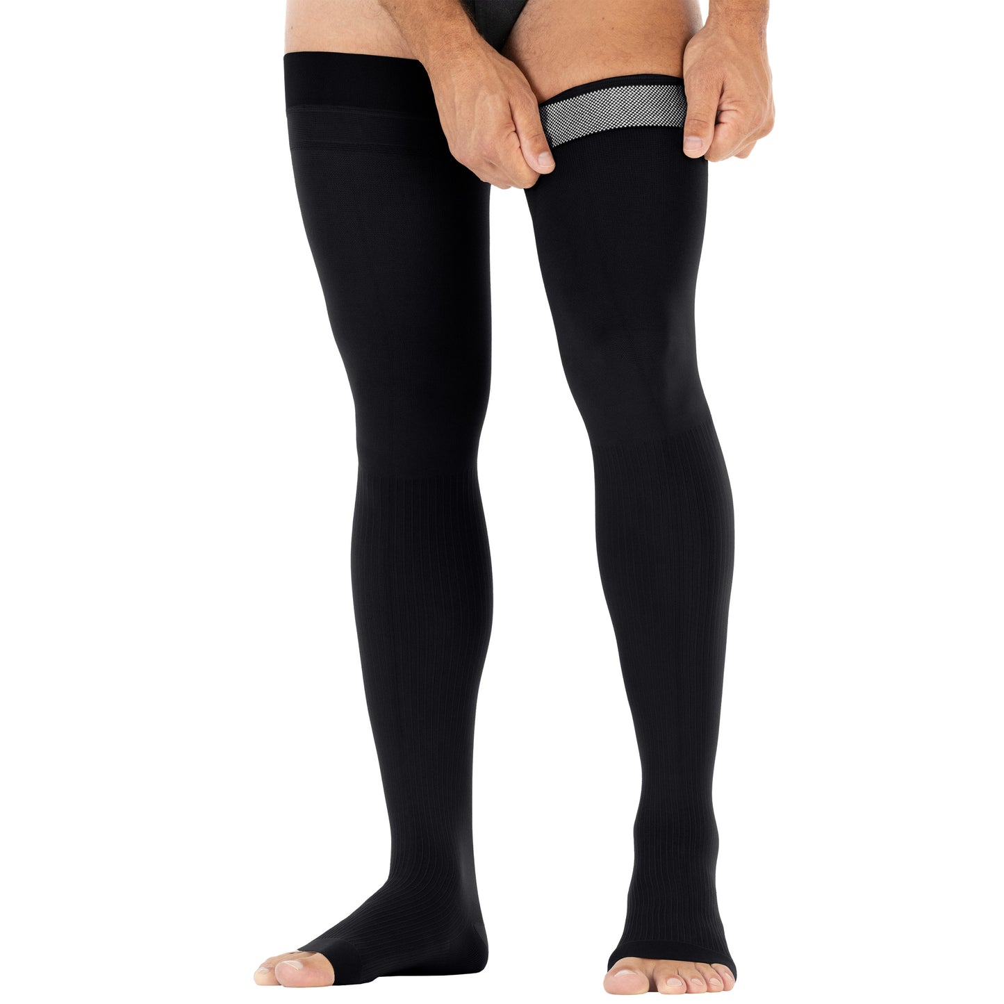 Jobst for Men Open Toe Thigh Highs w/Dot Band 15-20 mmHg