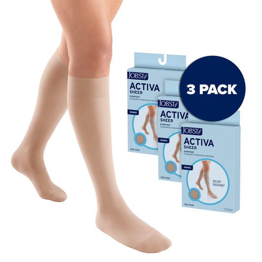Jobst ACTIVA Sheer Compression Knee High Stockings 15-20 mmHg 3-Pack - Jobst ACTIVA Sheer Compression Knee High Stockings 15-20 mmHg 3-Pack